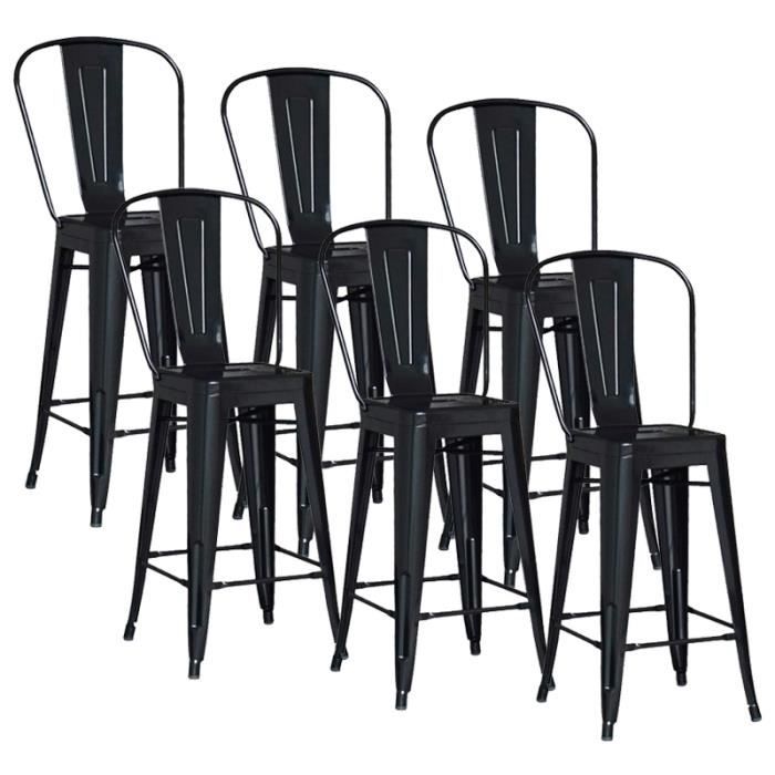 LOT DE 6 CHAISES DE BAR MÉTAL LOFT LAQUÉ NOIR  Achat / Vente tabouret