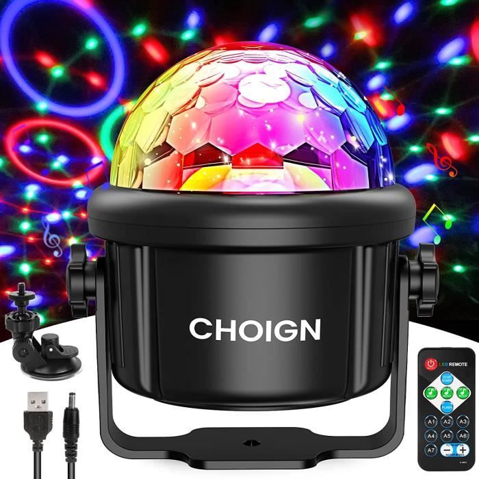 Lampe de Scène,Boule Disco de Commande Vocale 15 Effets d'Eclairage LED Lampe de Scène,Boule Disco de Commande Vocale 15 Effets d'Eclairage LED