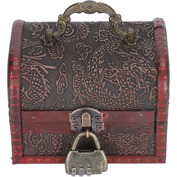 Boîte à Bijoux Vintage En Bois Avec Serrure à Code - Coffre Au Trésor Décoratif 10,5x8x8 Cm, Rangement Sécurisé Pour Bijoux Et Petits Objets