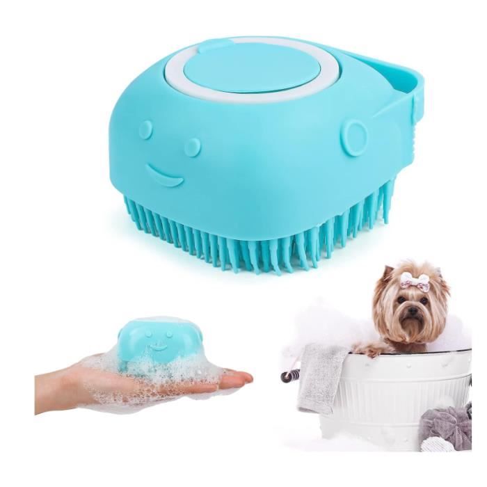 Brosse de Bain pour Chien Brosse Shampoing Chien Brosse Douche Chien Brosse Bain en Silicone pour Chiens et Chats avec Stockage