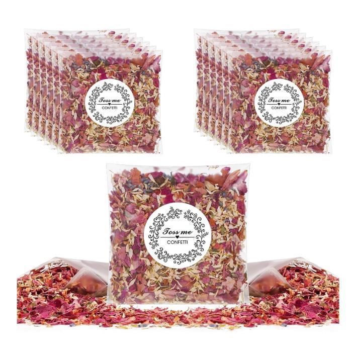 10 Sachets De Confettis Biodégradables - Pétales De Fleurs Séchées, Pour Mariage Et Fêtes