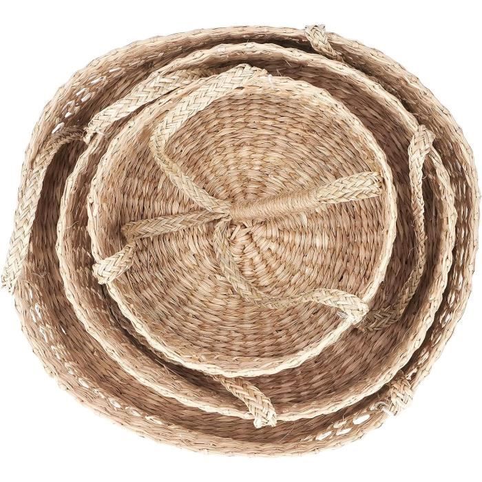 Paniers Muraux En Osier Décoratifs - Rotin Imitation - Pour Rangement Fruits, Clés, Déco - Style Bohème - Accroche Mur/fenêtre