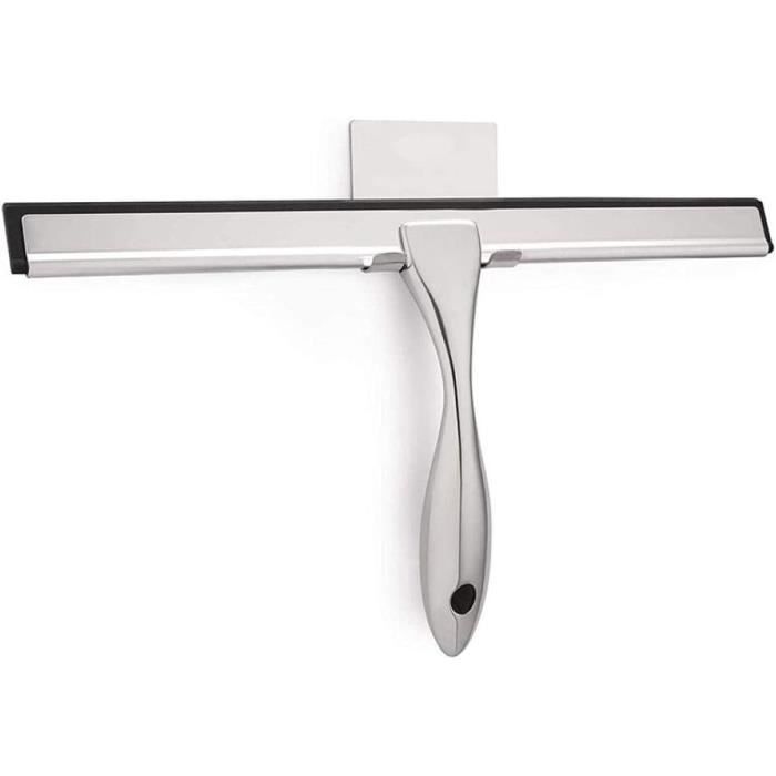 Raclette De Douche Chromée Rea YZ-G04 - Acier Inoxydable, Poignée Ergonomique - Avec Crochet Mural Sans Perçage - Pour Miroir Et Carrelage