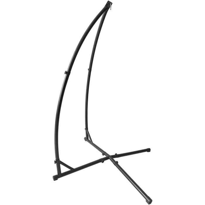 COSTWAY Support Pour Fauteuil Suspendu Réglable 195-235cm - Cadre Acier Solide Avec Crochet Sécurité, Pieds Antidérapants, Fixations Verrouillables - Noir