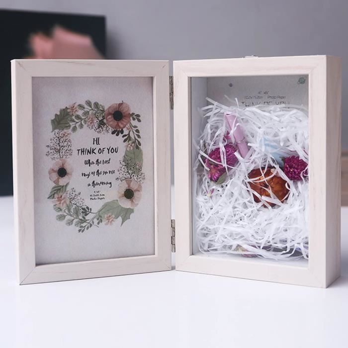 Cadre Photo Profond A4 Avec Vitre - Pour Fleurs Séchées, Souvenirs 3D - DIY Décoration Intérieure - Bois Blanc - 6