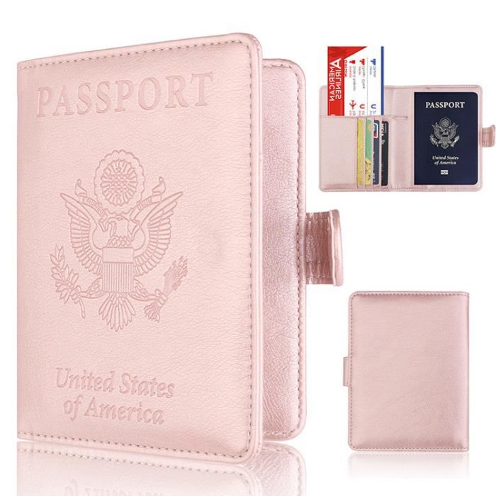 Portefeuille Passeport En Cuir PU Lychii - Étui Protection Voyage Femme Et Homme Avec Étiquette Bagage