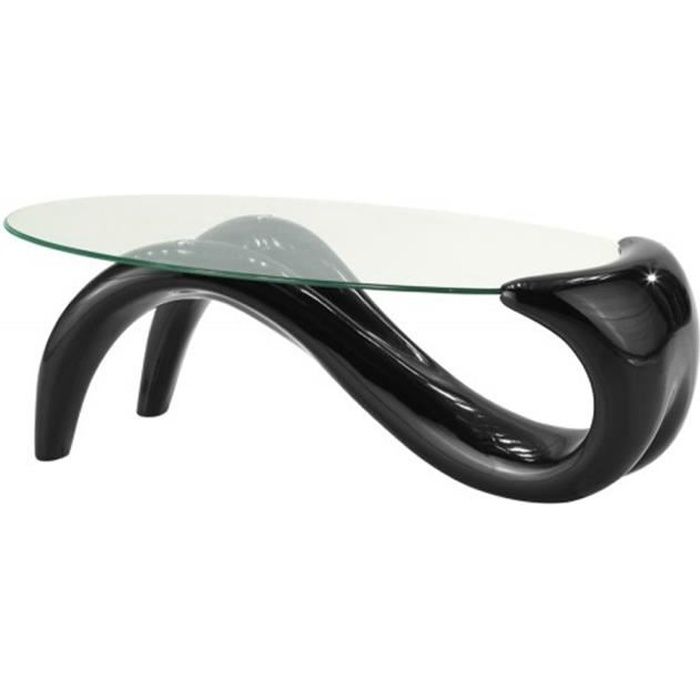 table basse de salon noire - wave - designetsamaison