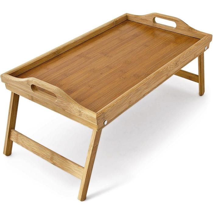 Plateau Petit Déjeuner Pliable En Bois Recyclé – Dimensions 60x40 Cm – Style Shabby Chic – Pieds Rabattables