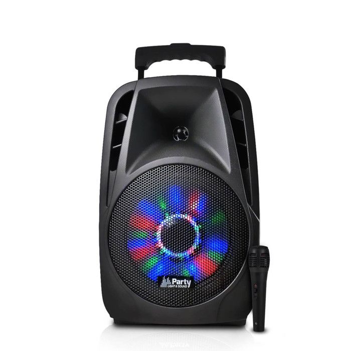 Enceinte portable 8""/20cm 300w &agrave; leds rvb avec usb/bluetooth/fm/micro