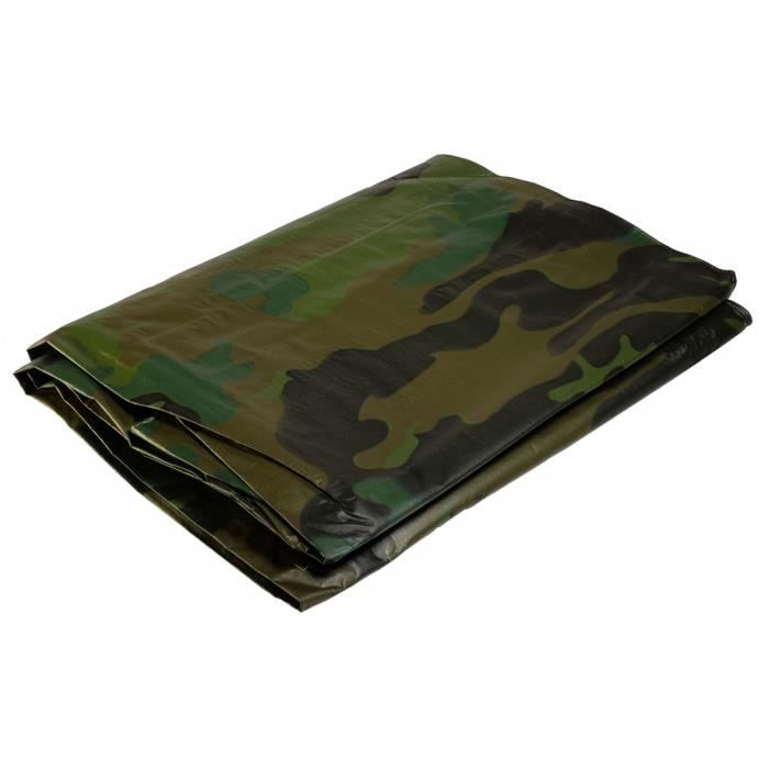 Bâche militaire - 3,6x5 m - 150 gr/m2 - Bâche camouflage de sol verte et noire