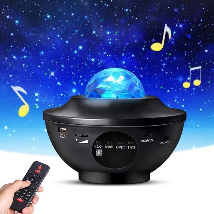Projecteur LED - Veilleuse étoilée - 10 modes de couleur - Télécommande - Musique intégrée