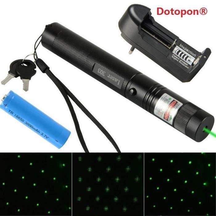 Dotopon®Pointeurs Laser 303 stylo pointeur laser vert 532nm Mise au point  réglable avec chargeur de batterie