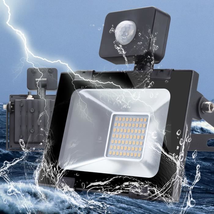 Projecteurs LED Extérieur FGRYB Avec Détecteur Mouvement - 30W, IP66, Télécommande