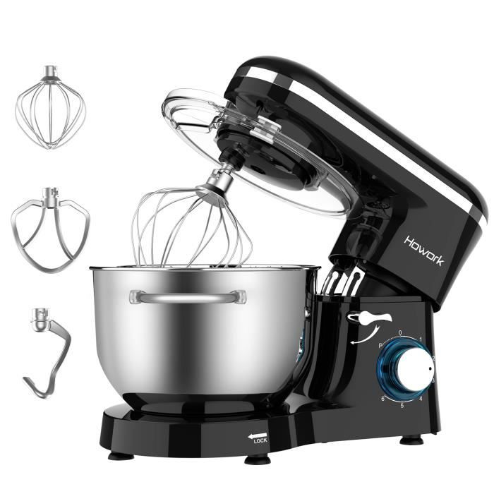 Howork Robot Pâtissier 1500W, 6 Vitesses Robot pétrin multifonction
