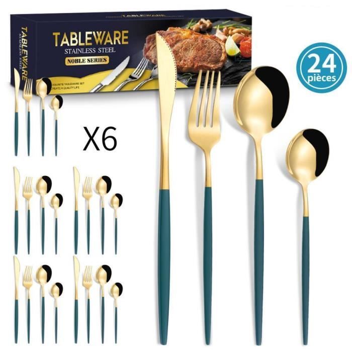 Ménage Couverts-Table À Manger Couverts-410 Couverts En Acier Inoxydable-6 Personnes