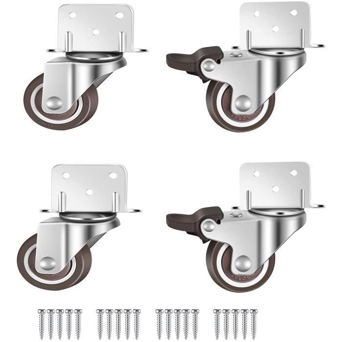 Lot 8 Mini Roulettes Pour Meuble Pivotantes 360° - Roues Autocollantes Pour Petits Objets, Boîtes, Appareils (Noir)