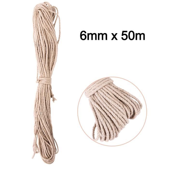 Corde En Sisal Naturel Pour Arbre à Chat - Lot De 2 Rouleaux De 50m (6mm) - Pour Griffoir DIY, Bricolage Chat