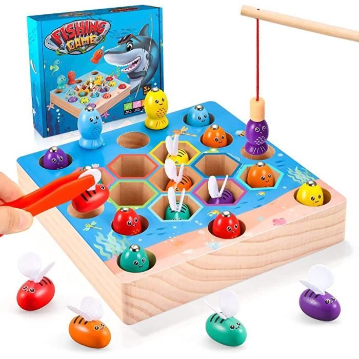 Jouet Fille Garçon 2 3 4 Ans, Jeu de Pêche Magnetique Jeux Montessori 2-4  Ans Jouets en Bois Enfant Cadeau Fille Garçon 2 - Cdiscount