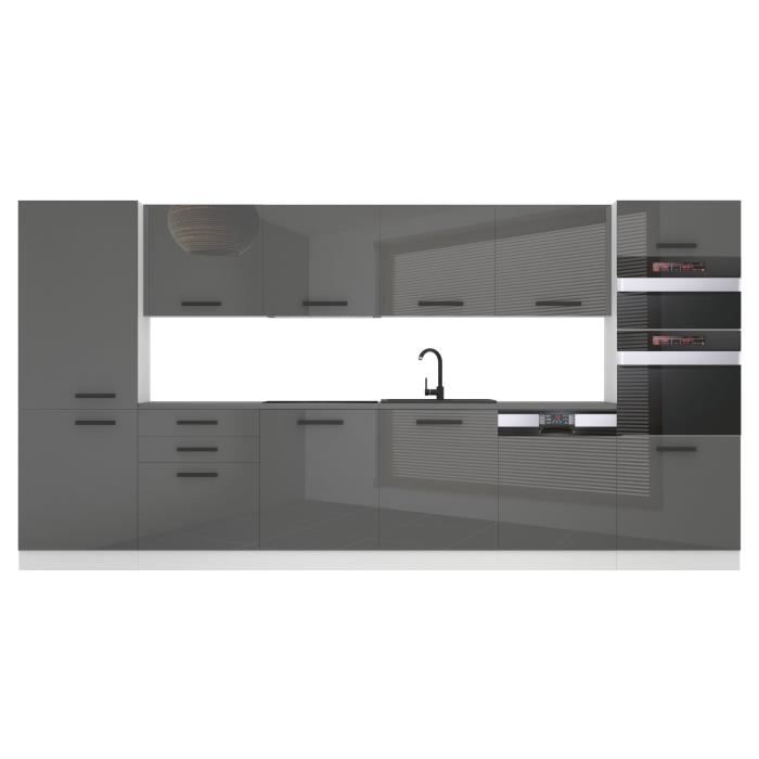 Cuisine Complète - B BELINI GROUP - NAOMI - 360 cm - Argent Très Brillant - Design Contemporain