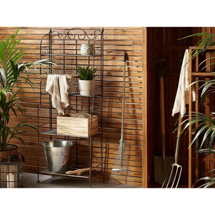 Étagère de jardin noire 4 niveaux - BELIANI - Vintage - Métal - 29 cm - Noir - 155 cm