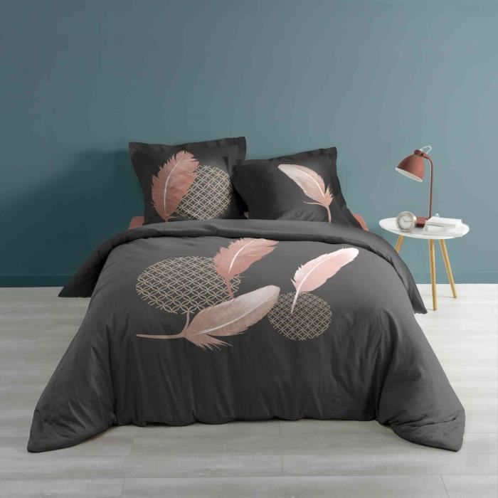 Dreamscene Parure de lit r/éversible avec Housse de Couette et taie doreiller Motif Ciel Nocturne Bleu Marine Gris