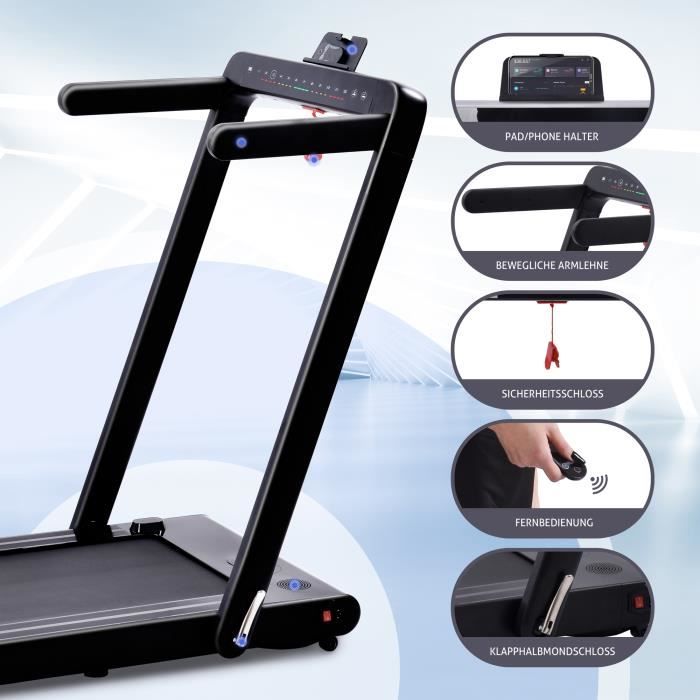Tapis De Course électrique 440W – Tapis De Marche Avec Télécommande Et Bluetooth