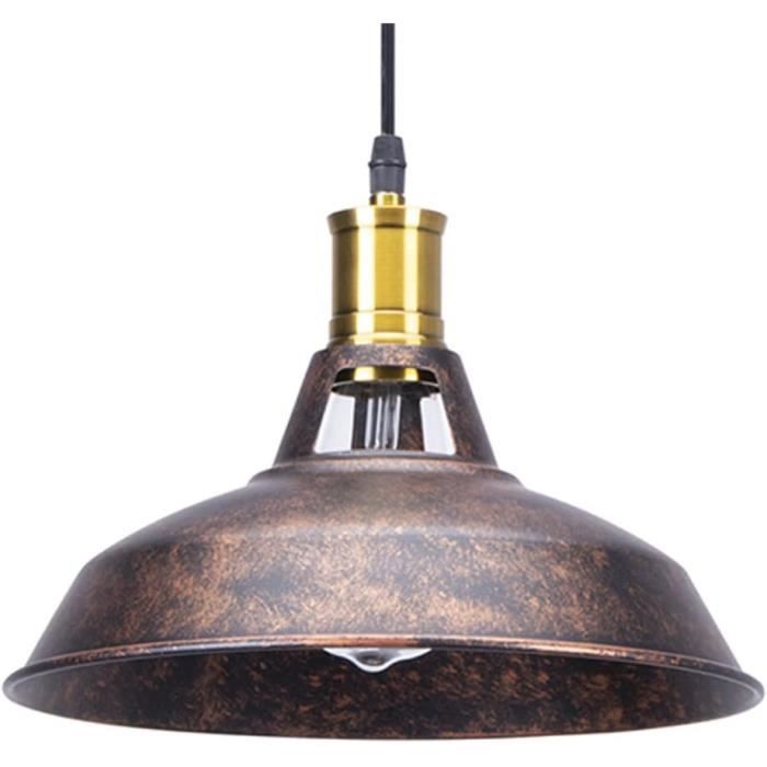 Lustre Industriel Vintage – Suspension Lampe Abat-jour émaillé Et Laiton