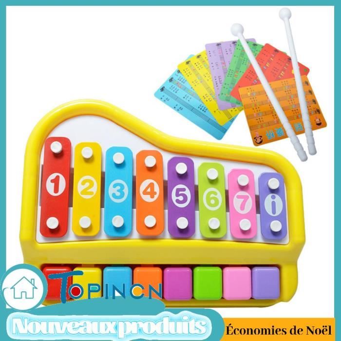 Xylophone-Piano En Bois Pour Enfant – Instrument De Musique Éducatif 2-en-1 – 8 Sons – Dès 1 An – Cadeau Montessori