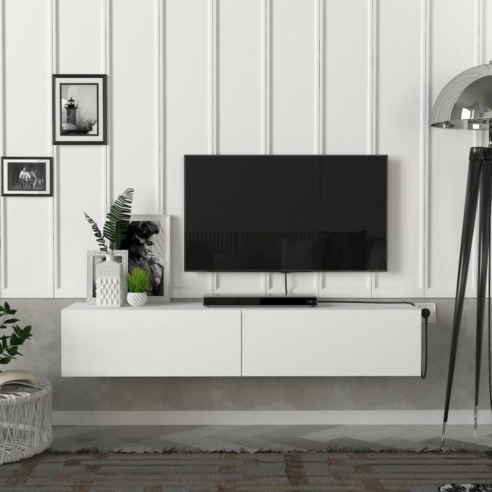 Meuble TV Toivakka 135 x 31 x 25 cm blanc