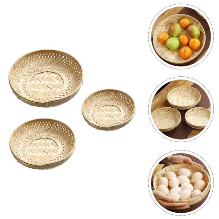 VENEKA Lot de 6 paniers à pain ovales en osier tissé, 25,4 cm, panier de rangement pour nourriture, fruits, cosmétiques, table et salle de bain