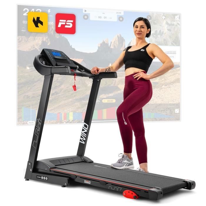 HOP-SPORT Tapis de Course 14 km/h Tapis Roulant électrique Pliant HS-1000LB Wind 12 Programmes dentraînement Max. 150 kg