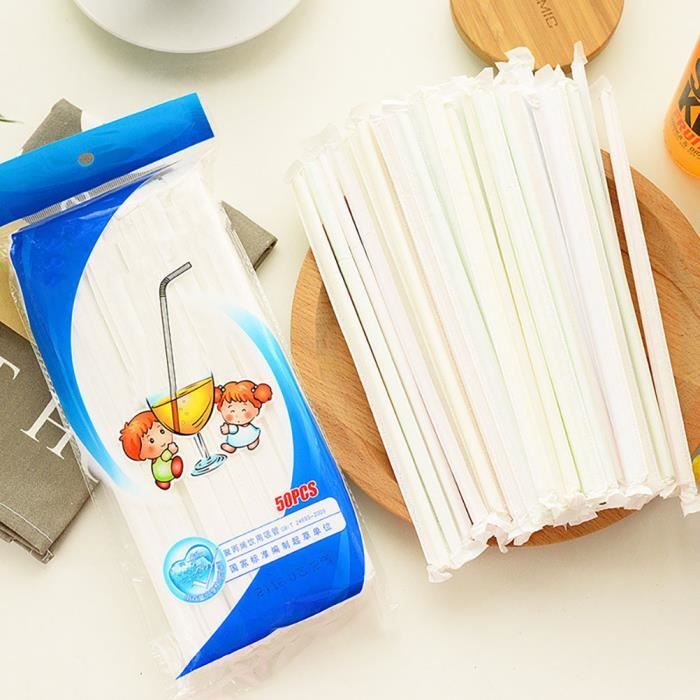 Pailles Réutilisables En Plastique - Lot De 50 - Longueur 20 Cm