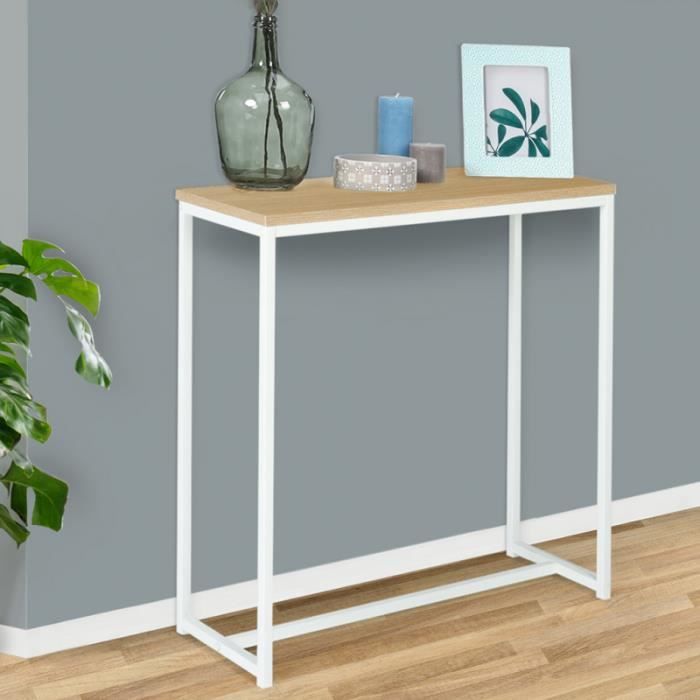 ID MARKET - Console DETROIT design industriel bois et métal blanc
