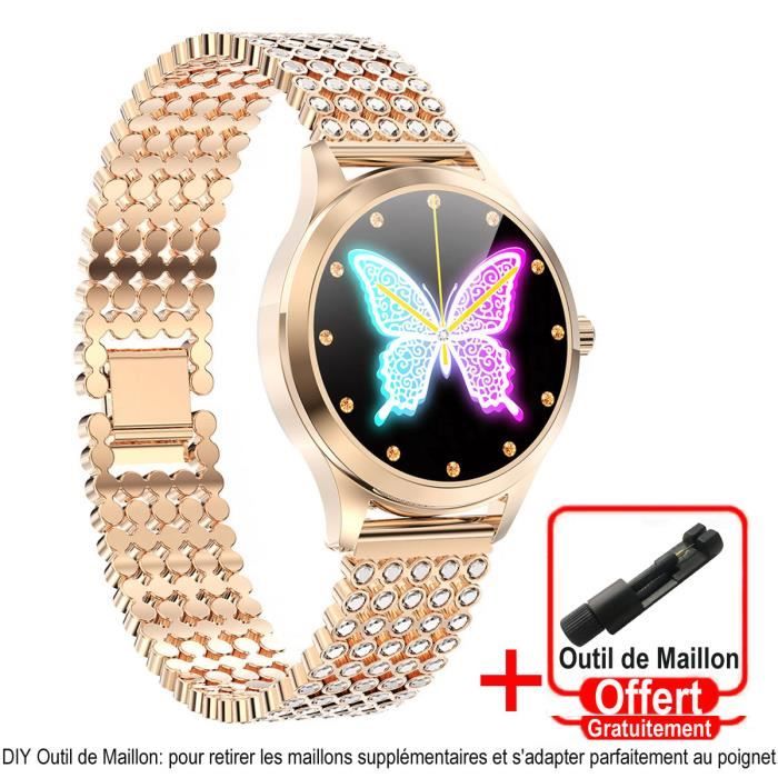 Montre Connectée Sport Femme, Bracelet Alliage 40 Strass Smartwatch avec  Période Physiologique-Blood Oxygen-Cadeau Femme