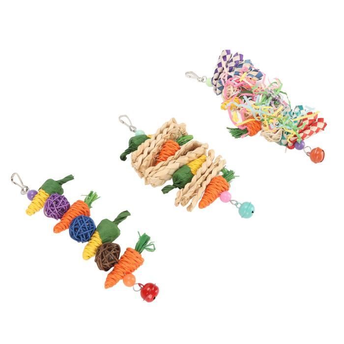 Jouets à Mâcher Pour Oiseaux - Lot De 3 Avec Cloche, Pierre Minérale, Pour Perroquets - 14