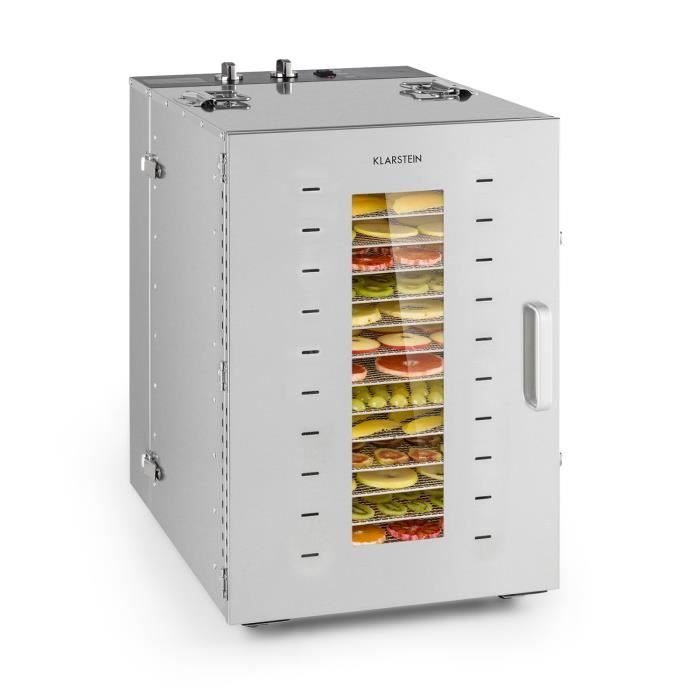Klarstein Master Jerky 16 Déshydrateur alimentaire professionnel - pour fruits, légumes, viandes et + - 40-90 °C - 1500W - inox