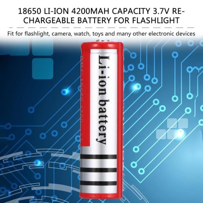 18650 li-ion 4200mah capacité 3.7v batterie rechargeable pour lampe torche led batterie coquille rouge pour lampe haute capacité