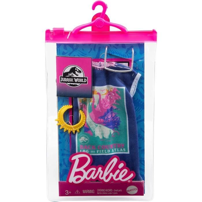 Barbie Jurassic World - GRD47 - Fashion Look Pack Robe avec Accessoires - Enfant - Mixte - MATTEL - 2 ans