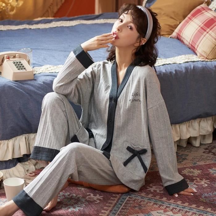 Pyjama Femme Manches Longues Dentelle Modal - Kimono Blanc, Neuf Avec étiquettes