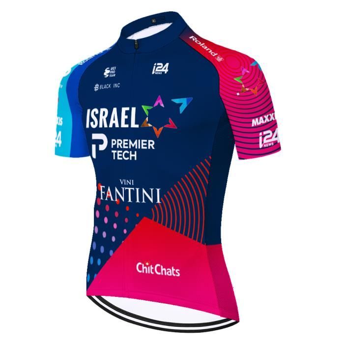 Maillot Cyclisme Homme - Manches Courtes - Pochettes Au Dos - Fermeture éclair - Multicolore