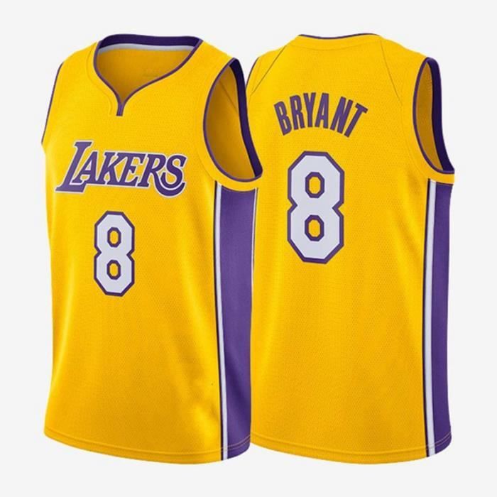 Wish Tirage Kobe Bryant #8 Los Angeles Lakers Basketball Maillot Jersey Jaune 