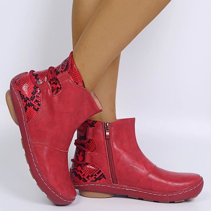 bottine plate rouge