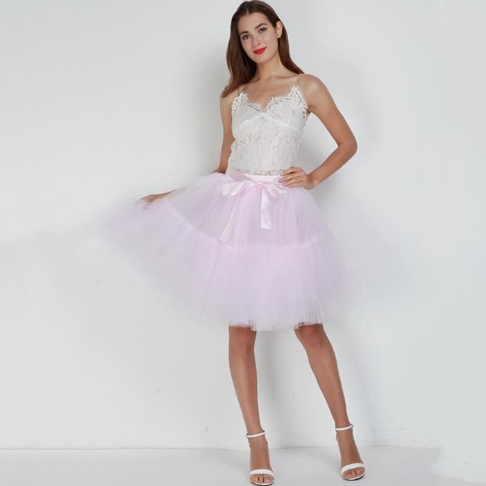 Jupe Tutu 5 Couches En Tulle Pour Femme – Taille Unique élastique 60-100 Cm – Pour Fêtes, Cosplay, Danse