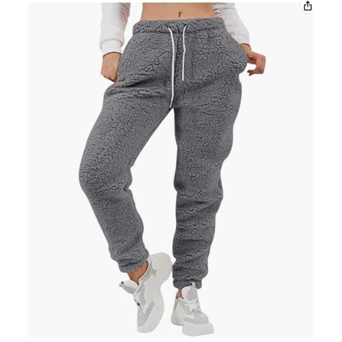 Pantalon Jogging Chaud Femme Polaire Hiver Gris - Sports d'hiver - Running