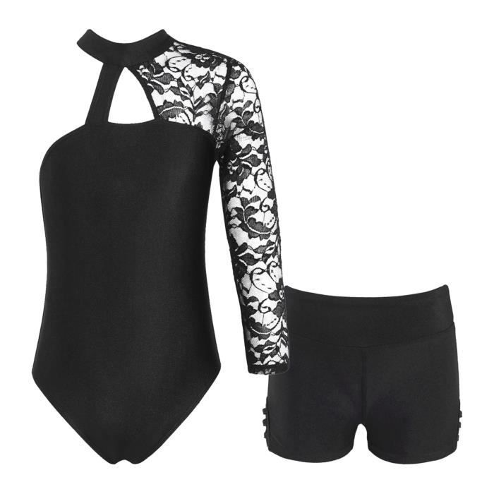 Short Noir Fille Tenue Gym Fille Runhomal Justaucorps Short