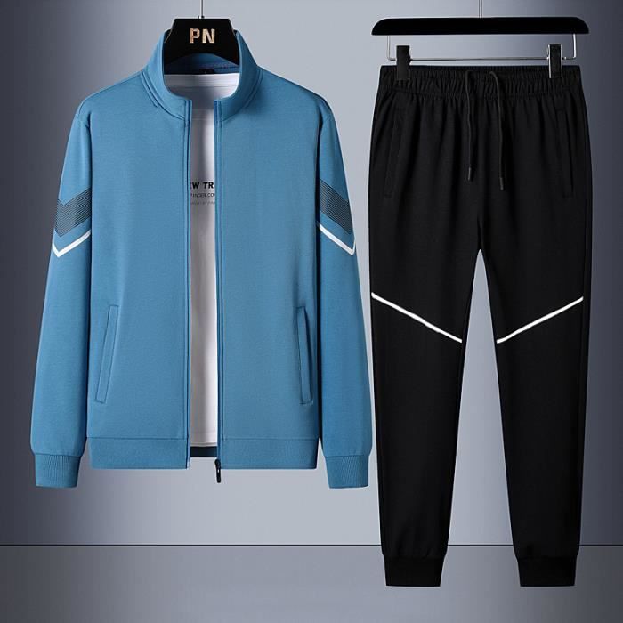 Survetement Sport Jogging Homme Ensemble Veste Zippee et Pantalon Taille  Elastique Tissu Confortable Bleu - Cdiscount Prêt-à-Porter
