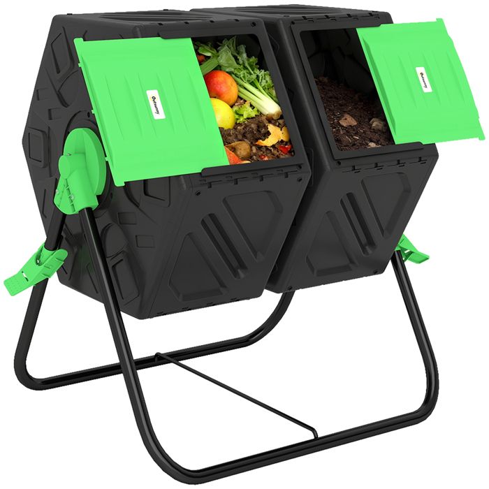 Outsunny - Composteur de Jardin - PP - 67x60x77cm - Noir