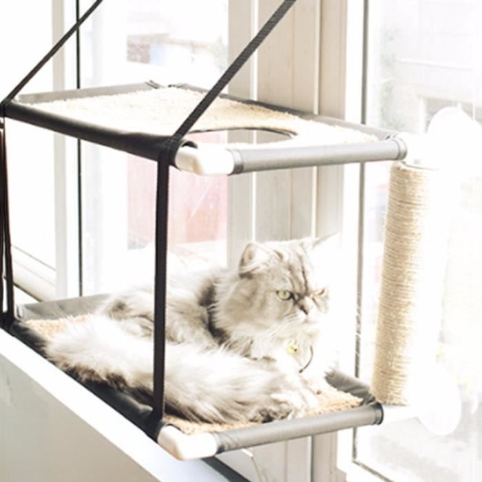 Hamac Pour Chat Siege Panier Lit Fenetre Monte Ensoleille Ventouse Chat Chien Chiot Animal Double Couches Cdiscount
