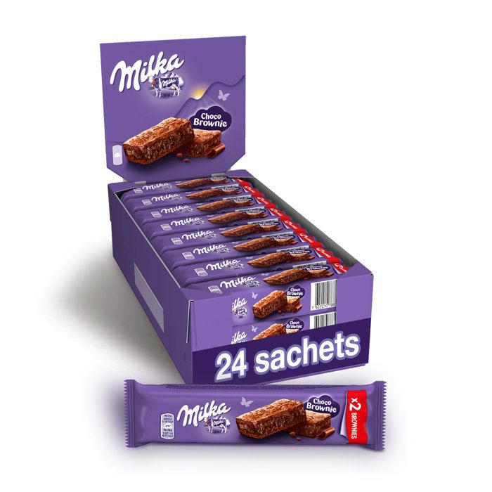 Milka Choco Brownie Gateau Moelleux Au Chocolat Et Pepites De Chocolat Presentoir De 24 Sachets X 50 G Cdiscount Au Quotidien