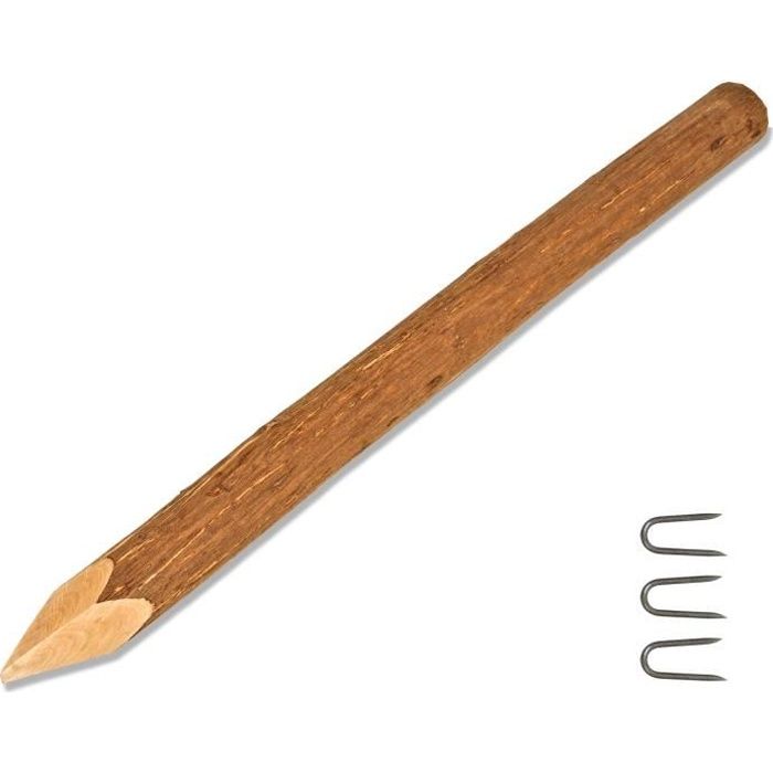 Piquet de clôture en bois de marronnier - FLORANICA - rond, écorcé et pointu - Hauteur 120 cm